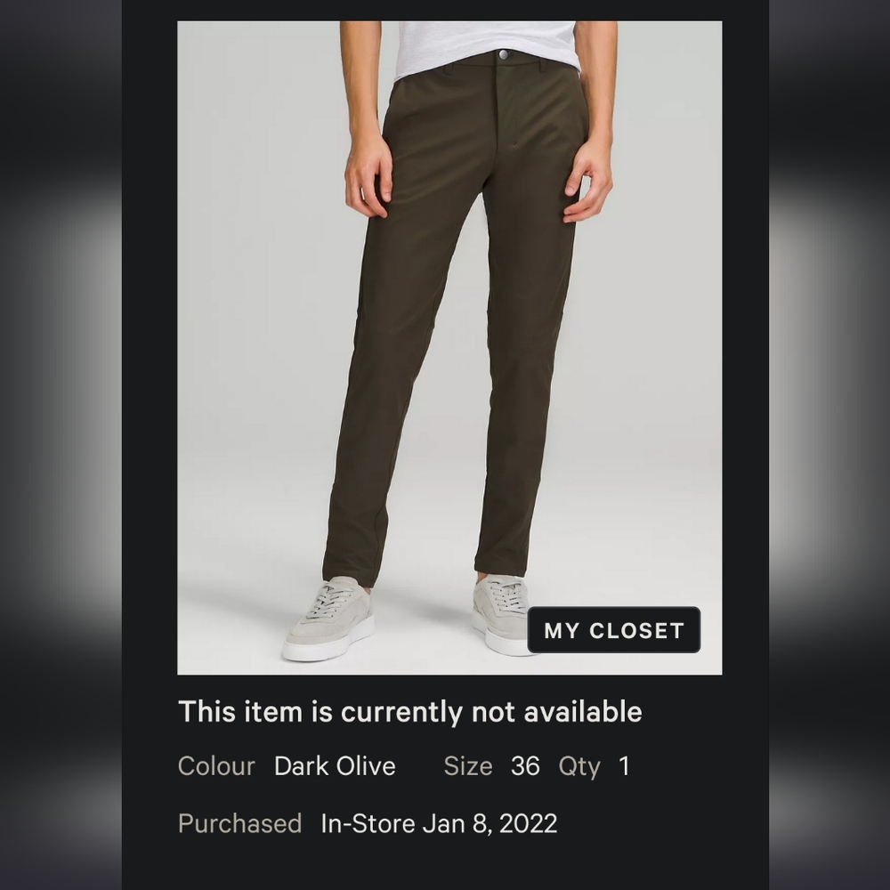 lululemon Commission Pant Skinny 34" *Warpstreme